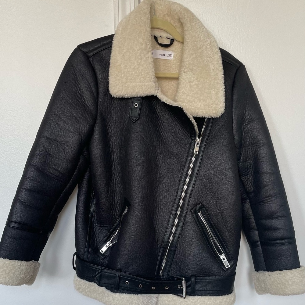 Mango faux suede shearling coat